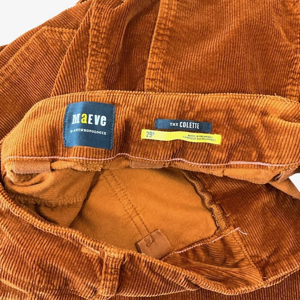 Maeve The Colette Corduroy Pants Womens 29P Orange Cropped Wide Leg Petite - Picture 5 of 10